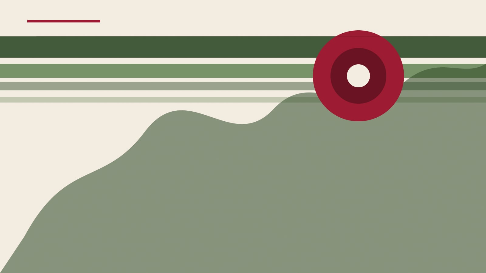 Abstract editorial cover of rice-terrace bands, a lacquer-red disc, and karst silhouettes on ivory paper.