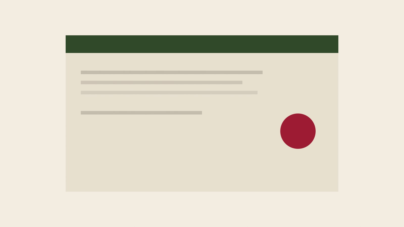 Ivory document stack with a paddy-green header and a lacquer-red seal.
